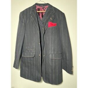 Falcone Set Of 2 Suit Jacket, Best Dark Grey Or Black Size 38R %100 Cotton Shell